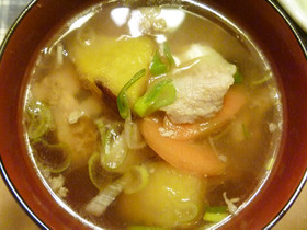 豚とサツマイモの塩麹味噌汁(豚汁)