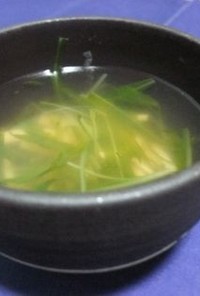 水菜とハムのスープ