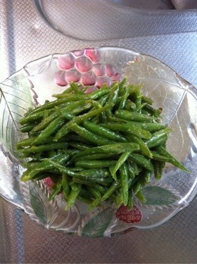 インゲンの味噌炒め。こってり味です♥