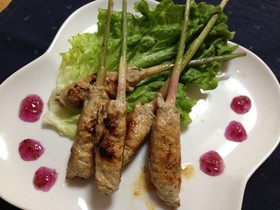 新生姜しそ豚巻き梅ジュレ添え