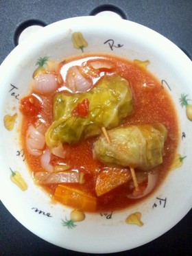 豚バラロールキャベツトマト煮込み