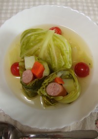 春のロールキャベツ風スープ