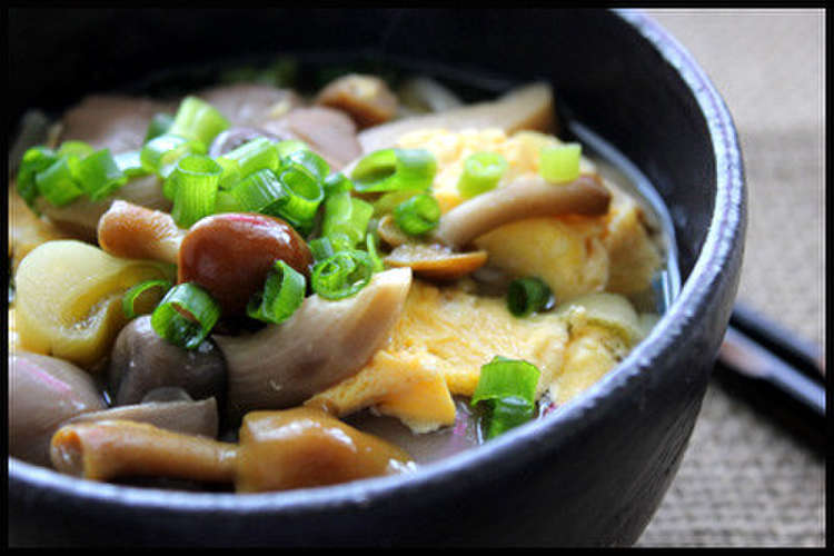 簡単ヘルシー キノコの卵とじにゅう麺 レシピ 作り方 By 山本リコピン クックパッド