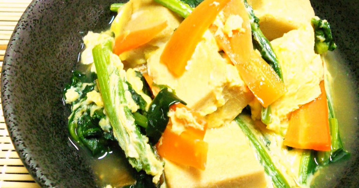 高野豆腐とほうれん草の卵とじ by シャンプーハット 【クックパッド】 簡単おいしいみんなのレシピが298万品