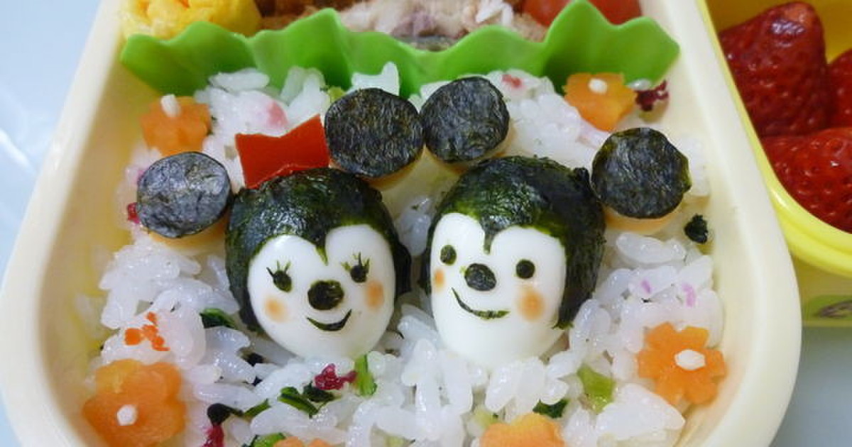 簡単キャラ弁 うずら卵でミッキー ミニー レシピ 作り方 By かおり２３ クックパッド 簡単おいしいみんなのレシピが365万品