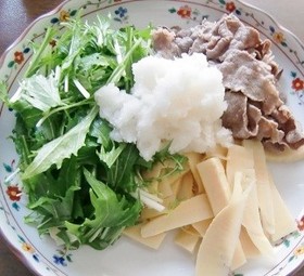 筍のしゃぶしゃぶを、塩麹下味つけしました