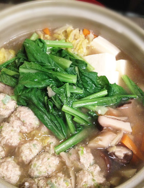 塩麹鍋☆ネギしょうがたっぷり鶏だんご