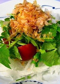 新玉ねぎ・三葉・トマトの削り節ポンサラダ