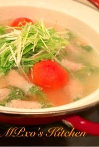 激うま☆塩麹で、水菜豚肉巻き鍋 