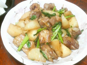 カブと鶏肉の炒め物