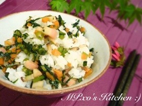 みんな唸る!春菊まぜご飯 :)