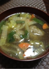 冷凍のまま肉団子の中華スープ