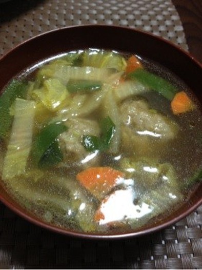冷凍のまま肉団子の中華スープの写真