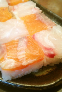鯛とサーモンの押し寿司