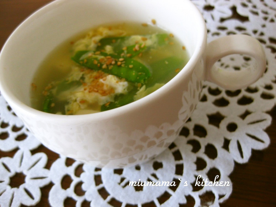 ＊豆腐と絹さやの卵スープ＊の画像