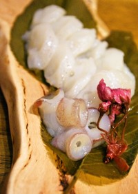 生タコの刺身　桜風味