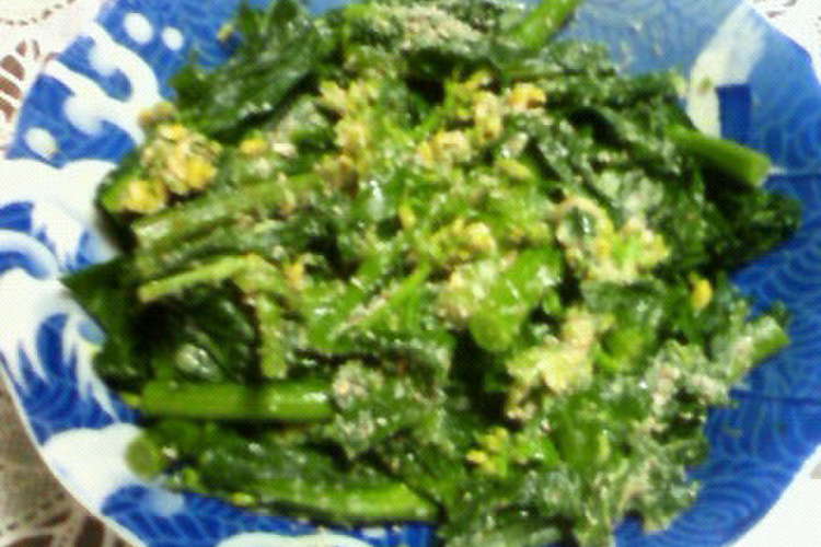 菜の花色 かき菜のからしすり胡麻和え レシピ 作り方 By ネコまろす クックパッド 簡単おいしいみんなのレシピが367万品