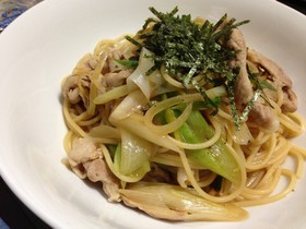 お店の味!!豚肉とネギの和風パスタ☆