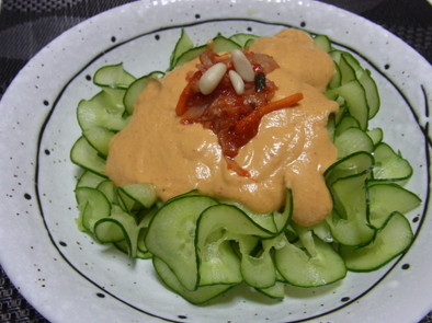 胡瓜のパスタ　キムチクリームソースの写真