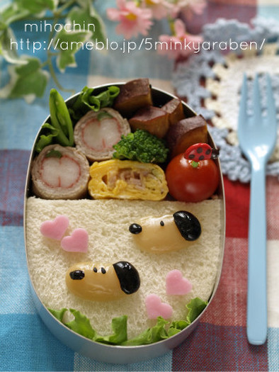 【キャラ弁】お豆のスヌーピー弁当の写真