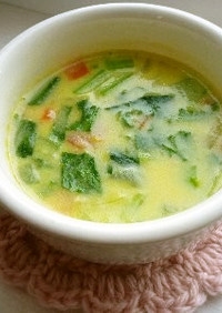 *南瓜と青梗菜のミルク味噌スープ*