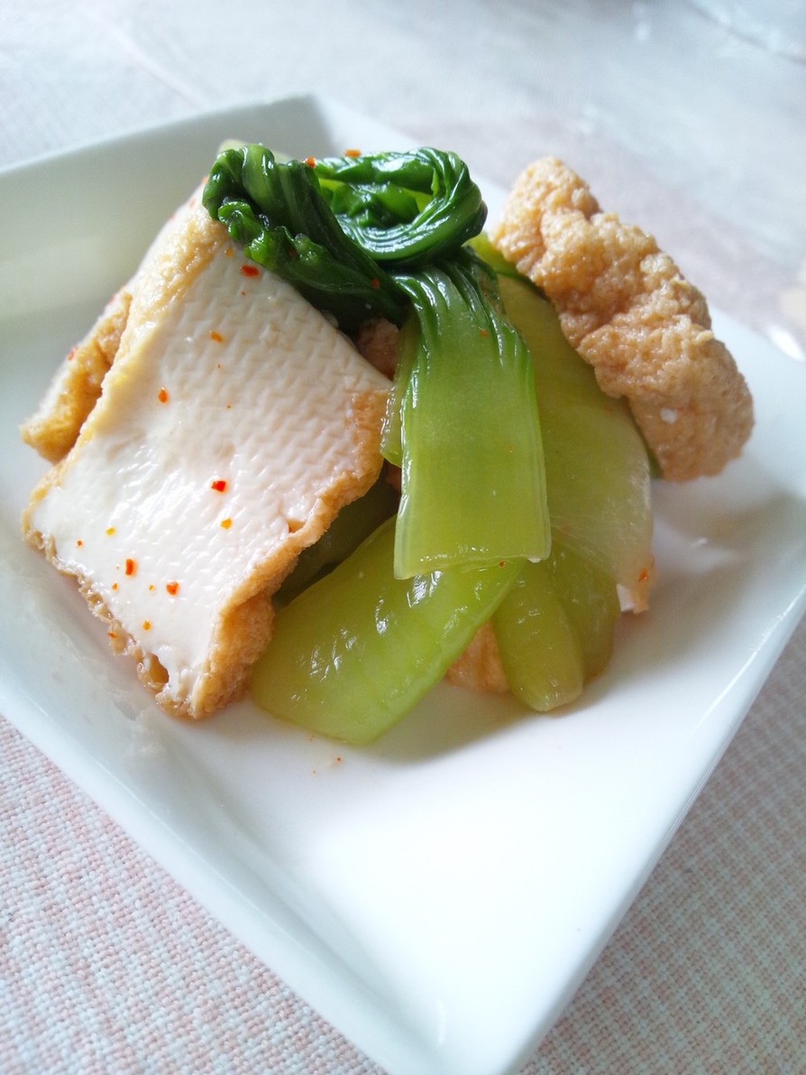 ピリ辛ヒ～ハ～‼青梗菜と厚揚げの中華和えの画像