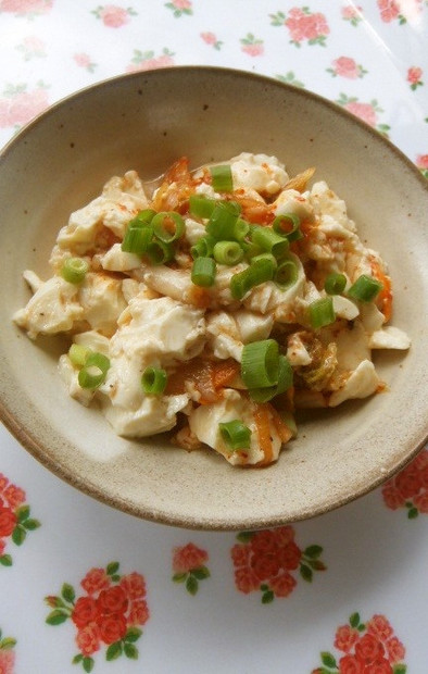 スピードレシピ♬簡単豆腐のキムチ和え❀の写真