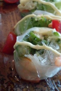 キラキラ☆プチプチ海藻麺でヘルシー生春巻