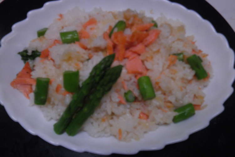 鮭とアスパラの醤油バター炒めご飯 レシピ 作り方 By はなおじさん クックパッド 簡単おいしいみんなのレシピが360万品