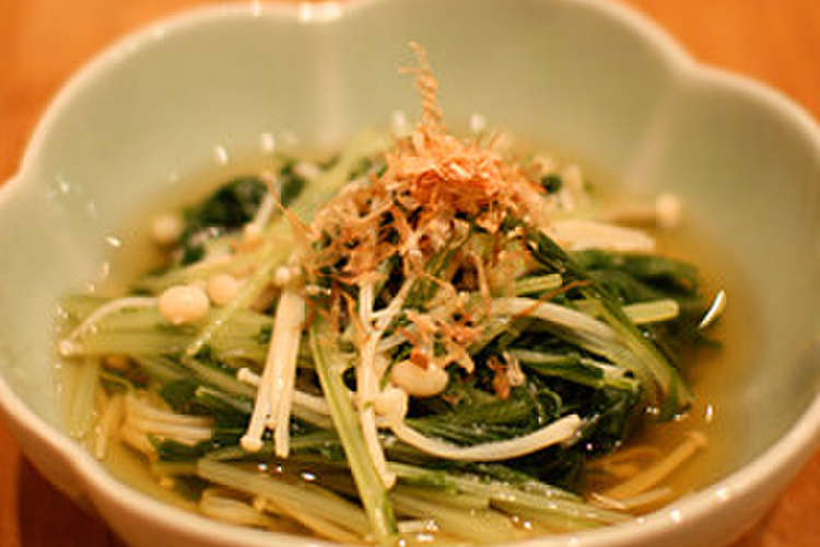簡単副菜 水菜とえのきたけの煮びたし レシピ 作り方 By Shiratori クックパッド