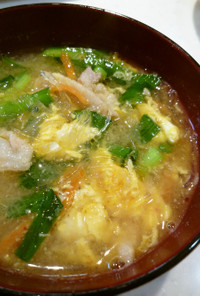 味噌ラーメン風!?海藻麺のおかずスープ