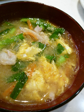 味噌ラーメン風!?海藻麺のおかずスープ
