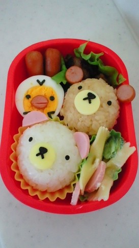簡単キャラ弁 リラックマとキイロイトリ