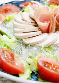 プチプチ簡単☆自家製鶏ハム海藻麺サラダ