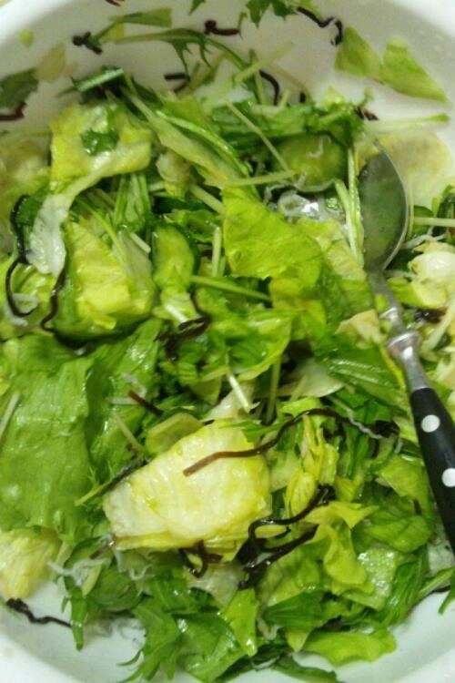 レタスと水菜の塩こんぶサラダの画像