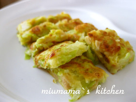 離乳食 後期 キャベツと納豆のお好み焼き