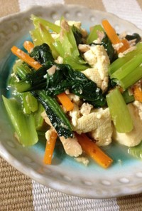 【木綿豆腐】小松菜のツナ炒め