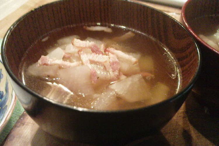 簡単 失敗なし 大根とベーコンのお吸い物 レシピ 作り方 By Bitte クックパッド
