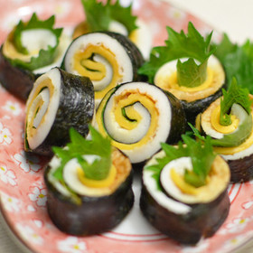 ちくわチーズ+青紫蘇♪海苔巻き風