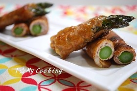 アスパラポークガリバタ醤油