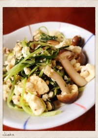 【絹ごし豆腐】水菜の炒め物
