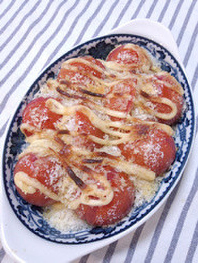 【父の日おつまみ】ミニトマトのパン粉焼きの写真