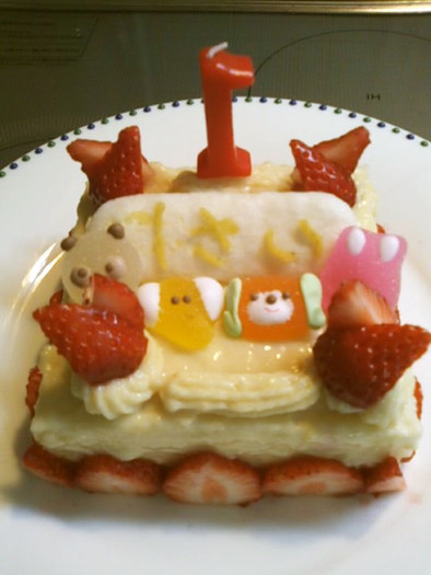 卵なし☆祝１歳のバースデーケーキ（風）の写真