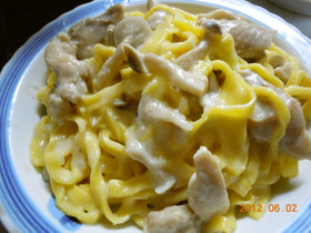 ノンオイルでチキンクリームパスタ