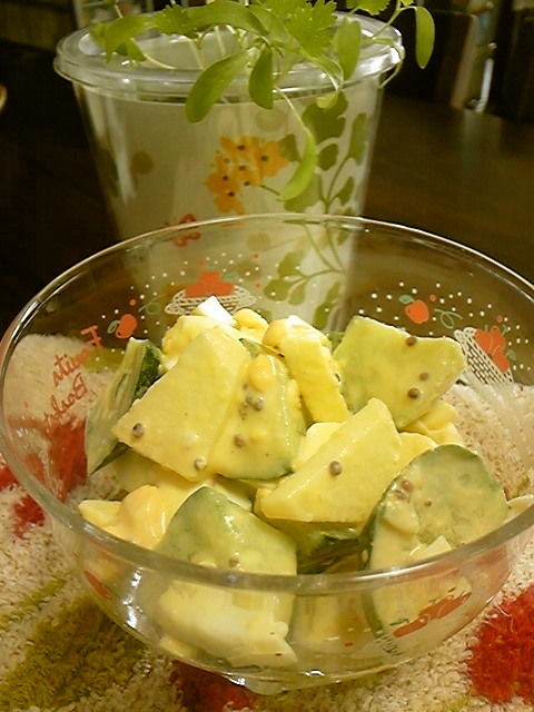 きゅうり&林檎の定番卵サラダ♡の画像