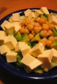 アボカドと豆腐と水菜のサラダ中華風