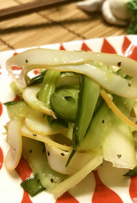 イカ燻製✿胡瓜とセロリのサラダ