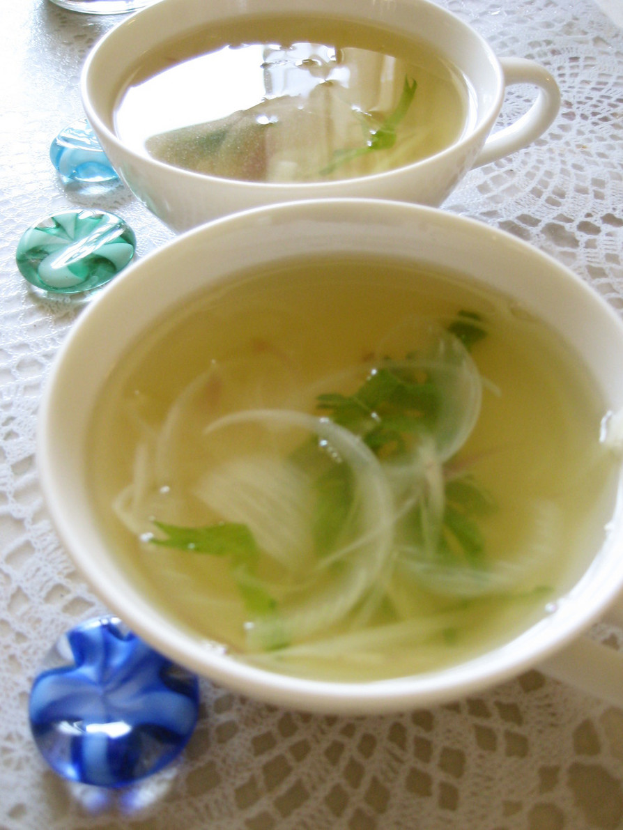 簡単☆玉葱と茗荷の優しい洋風香味スープの画像