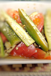 簡単副菜☆茄子とオクラのトマト焼き