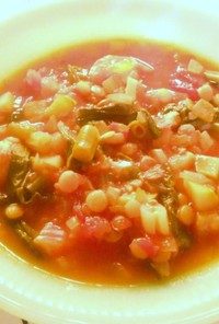 超簡単♪夏野菜とレンズ豆の健康スープ♪